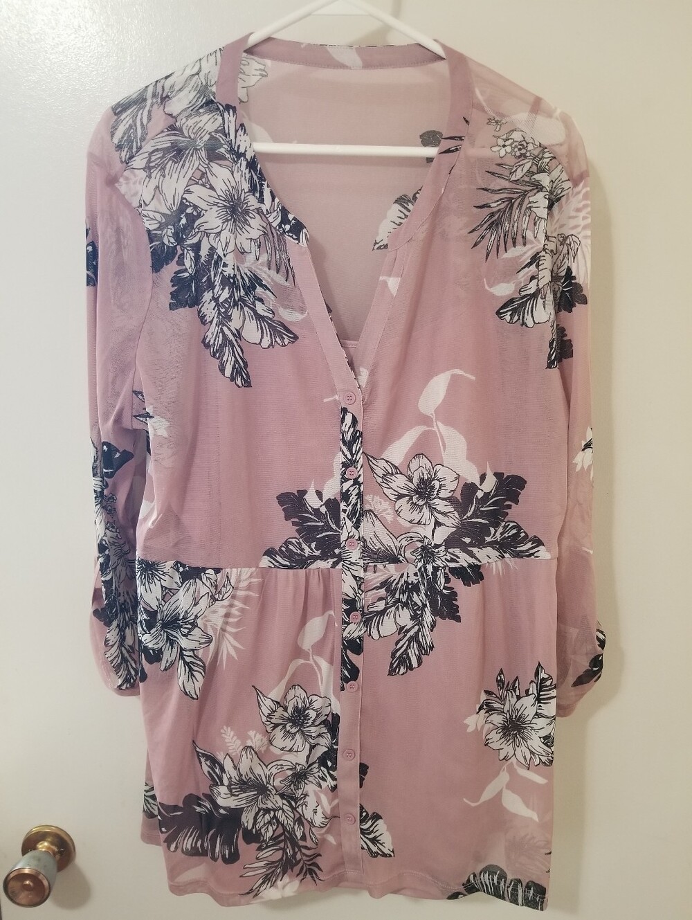 Ricki’s Blush Floral Layered Tunic Top Attached Cami XL